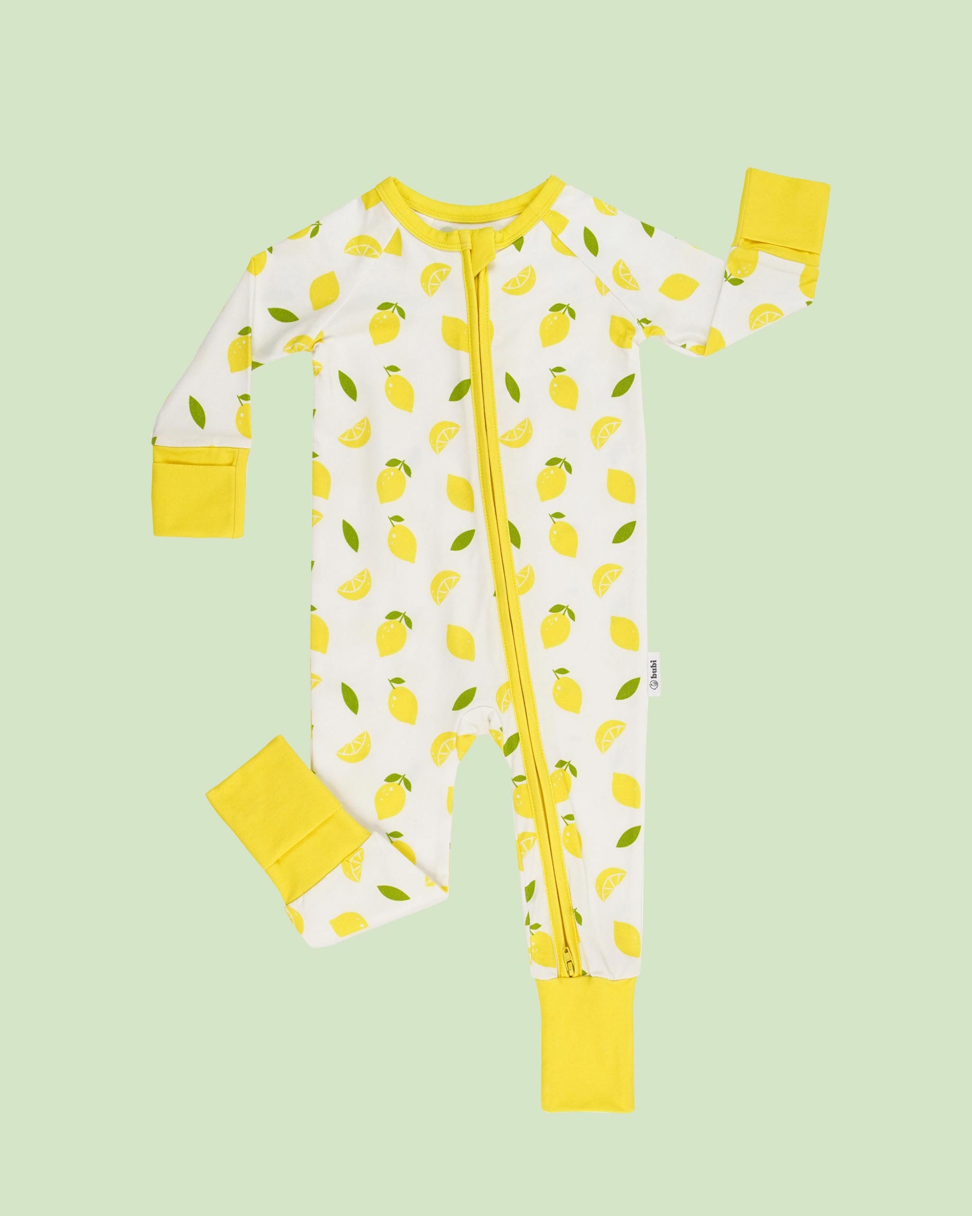 organic cotton baby coverall romper lemons - front view