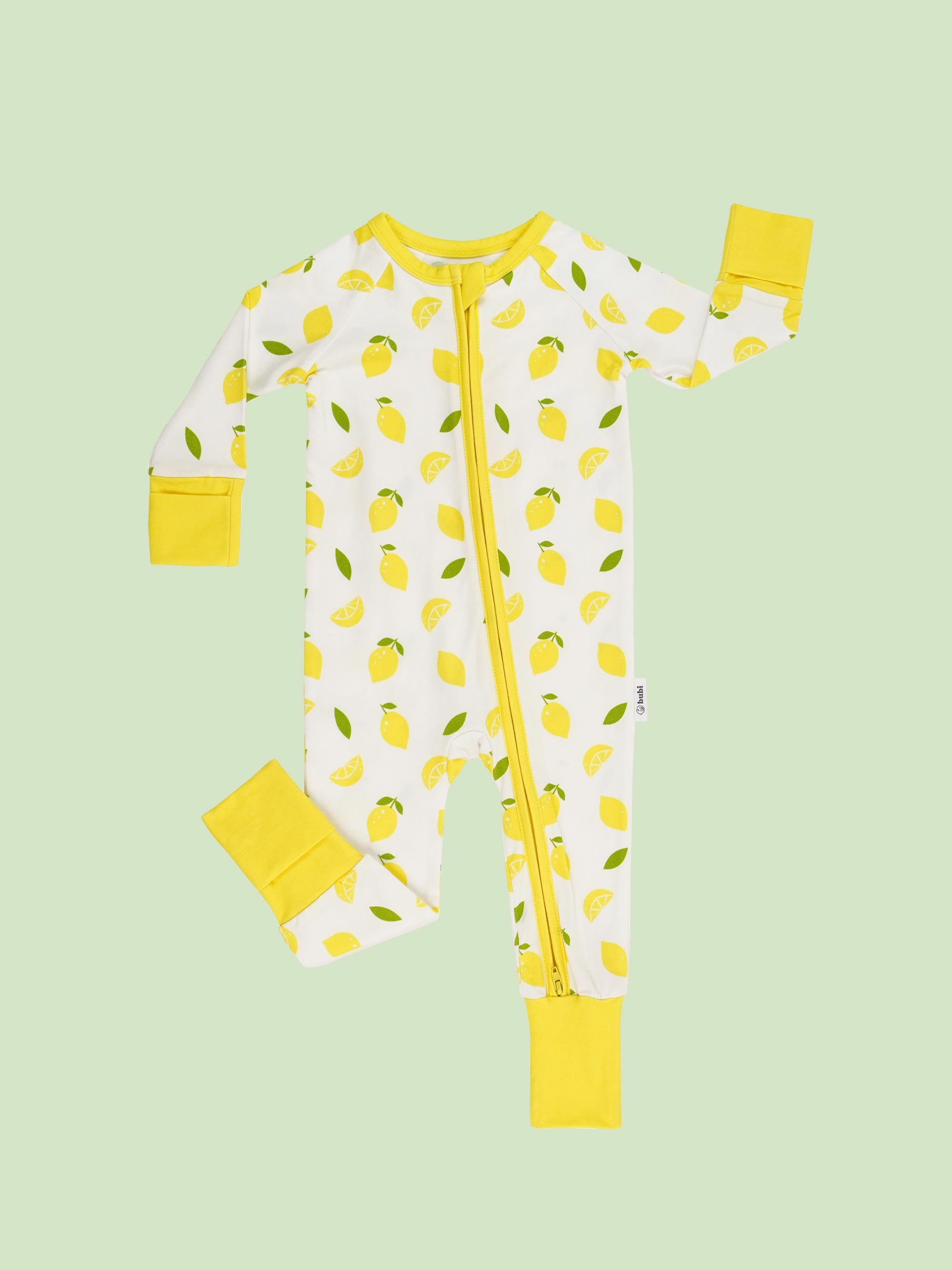 organic cotton baby coverall romper lemons - front view
