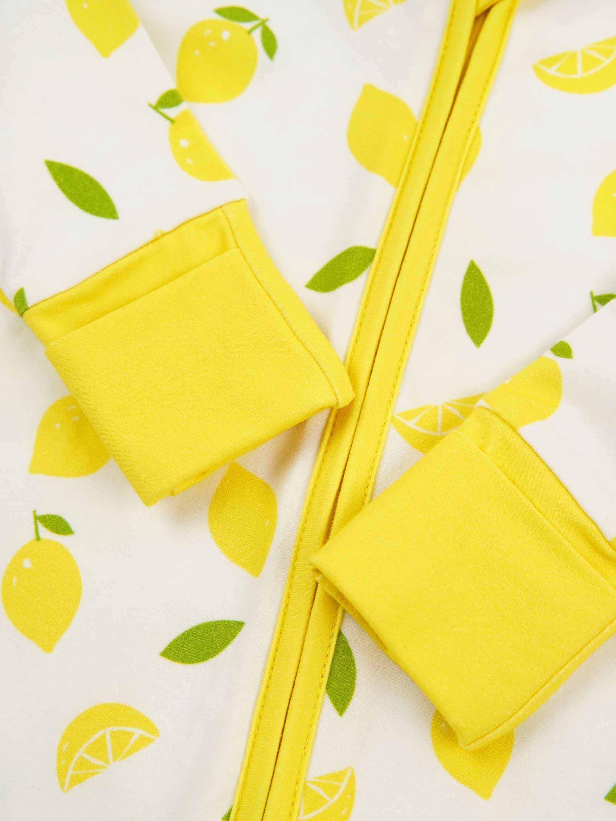 organic cotton baby coverall romper lemons - open view
