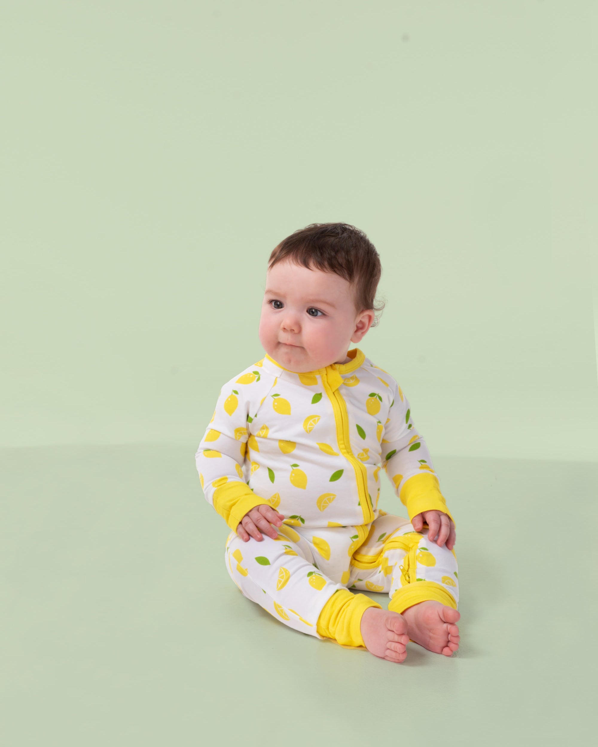 organic cotton baby coverall romper lemons - girl