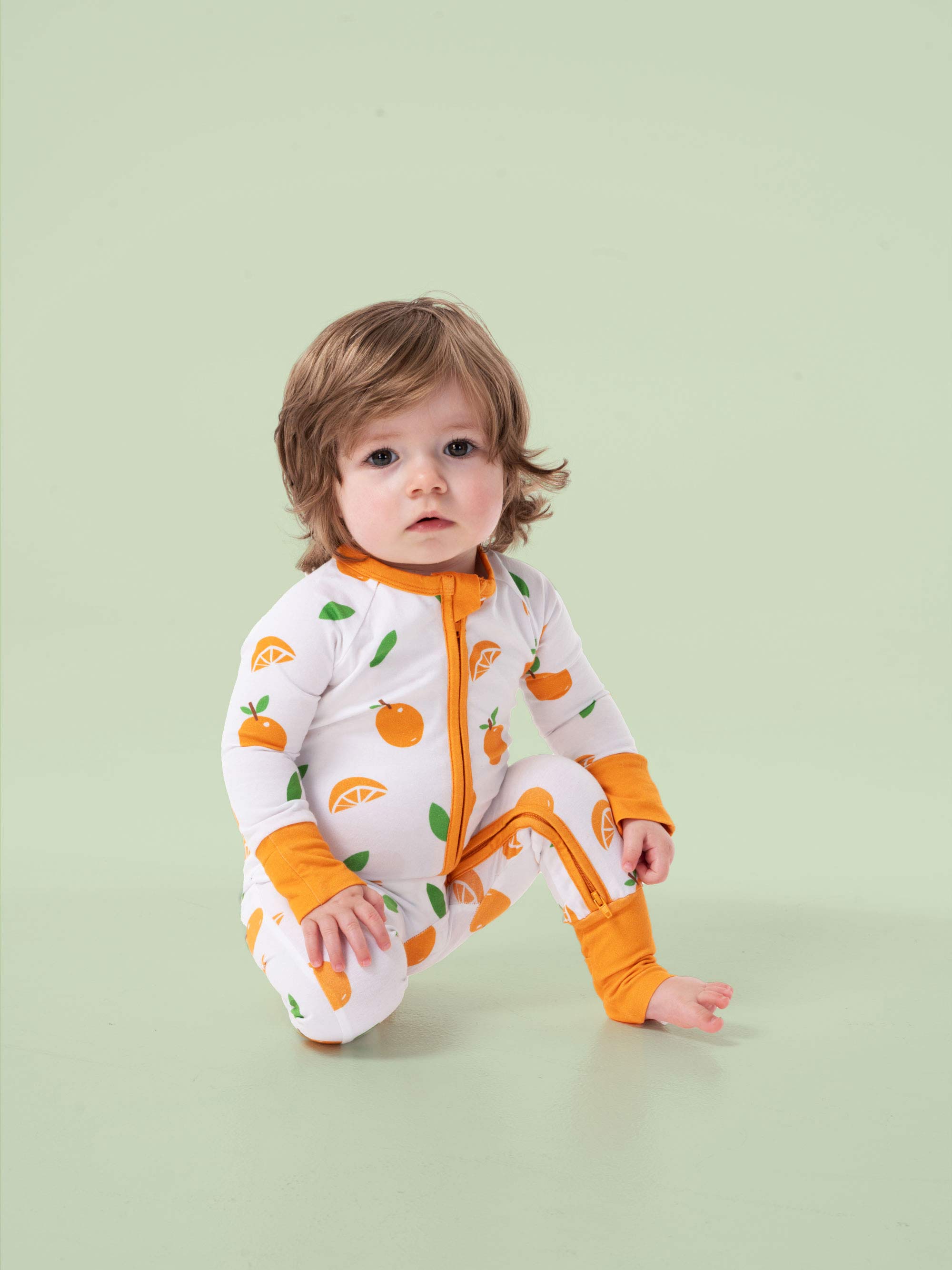 organic cotton baby coverall romper mandarin - girl