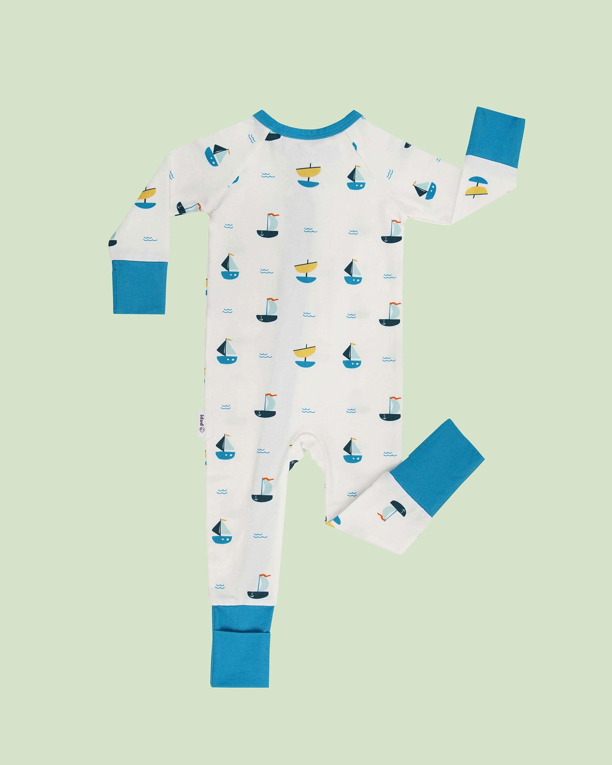 organic cotton baby coverall romper ships - back view
