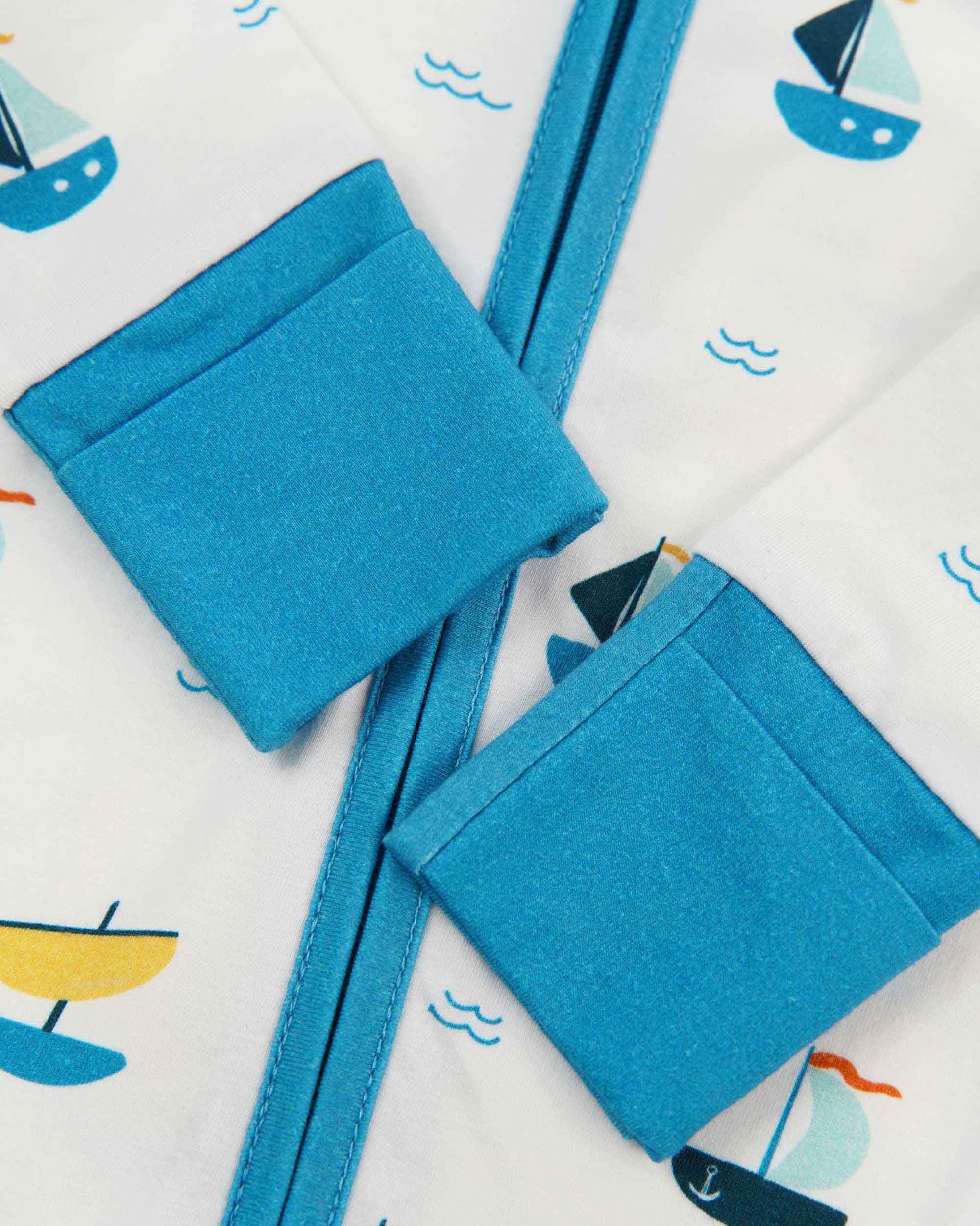 organic cotton baby coverall romper ships - open view