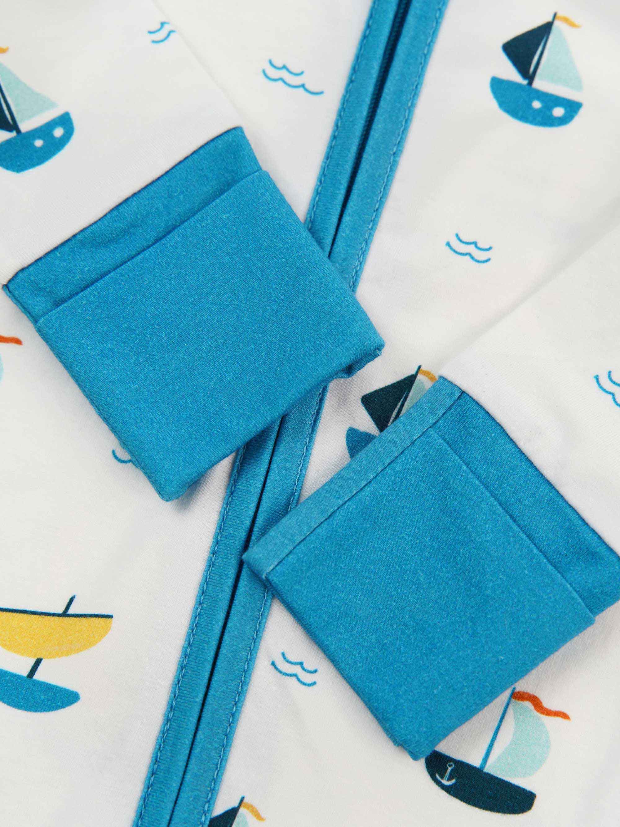 organic cotton baby coverall romper ships - open view