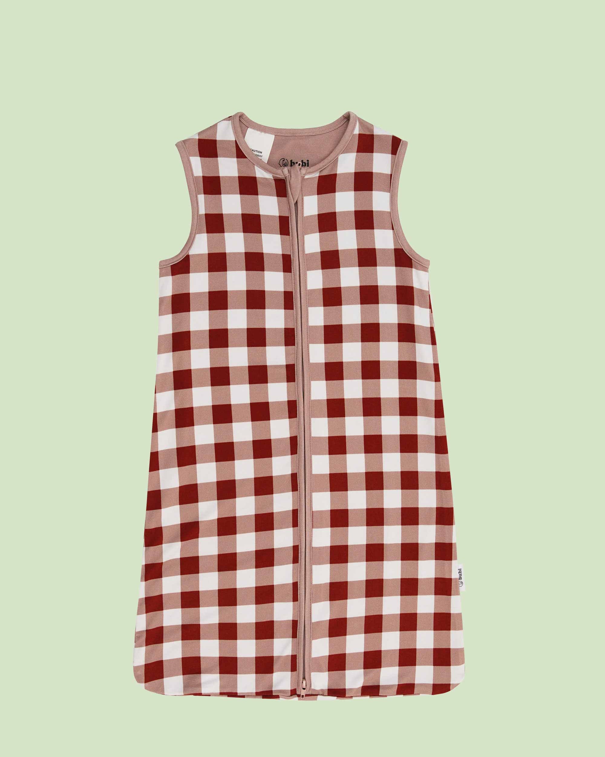 bamboo baby sleeping bag squares pattern - front view