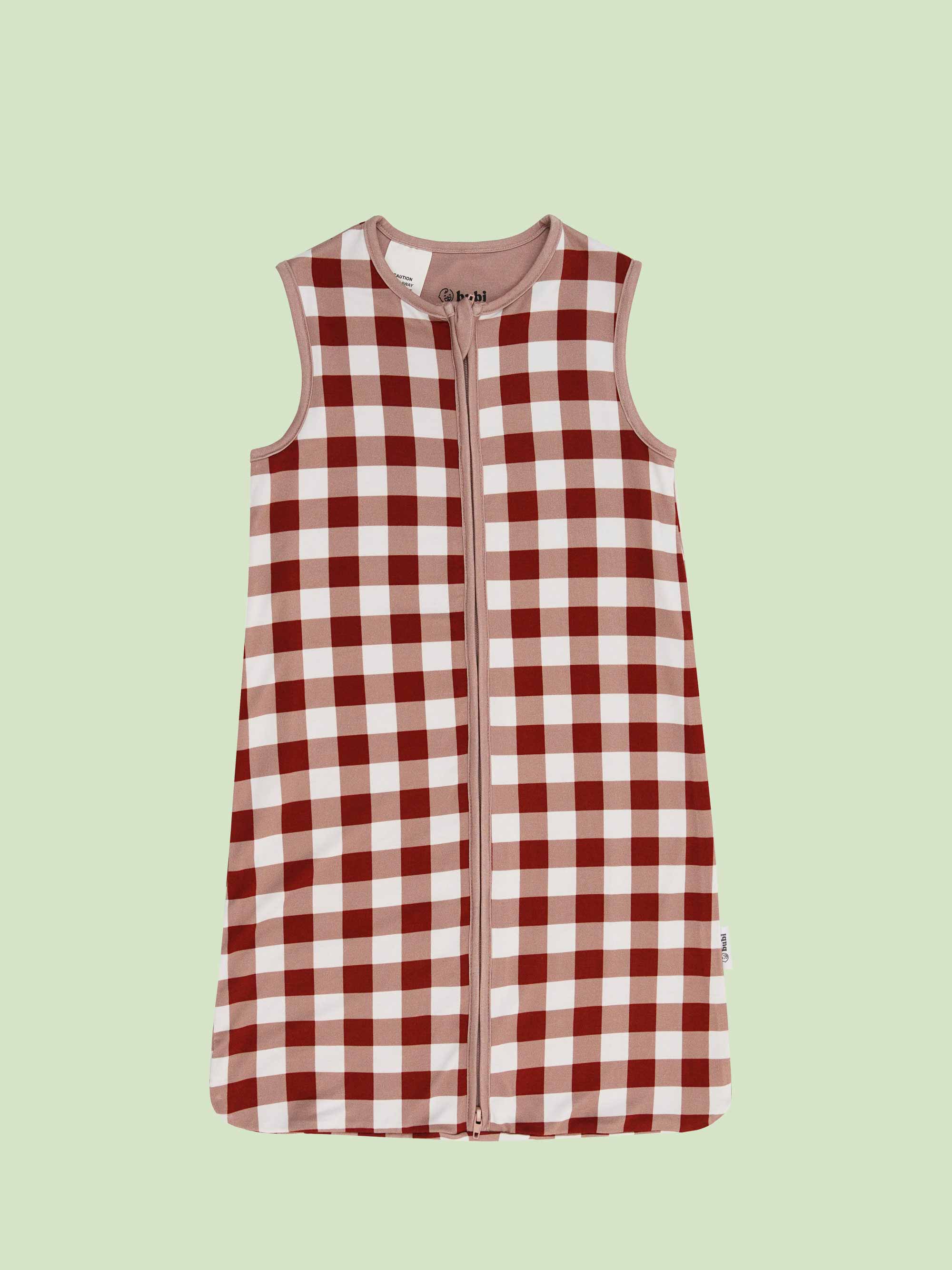 bamboo baby sleeping bag squares pattern - front view