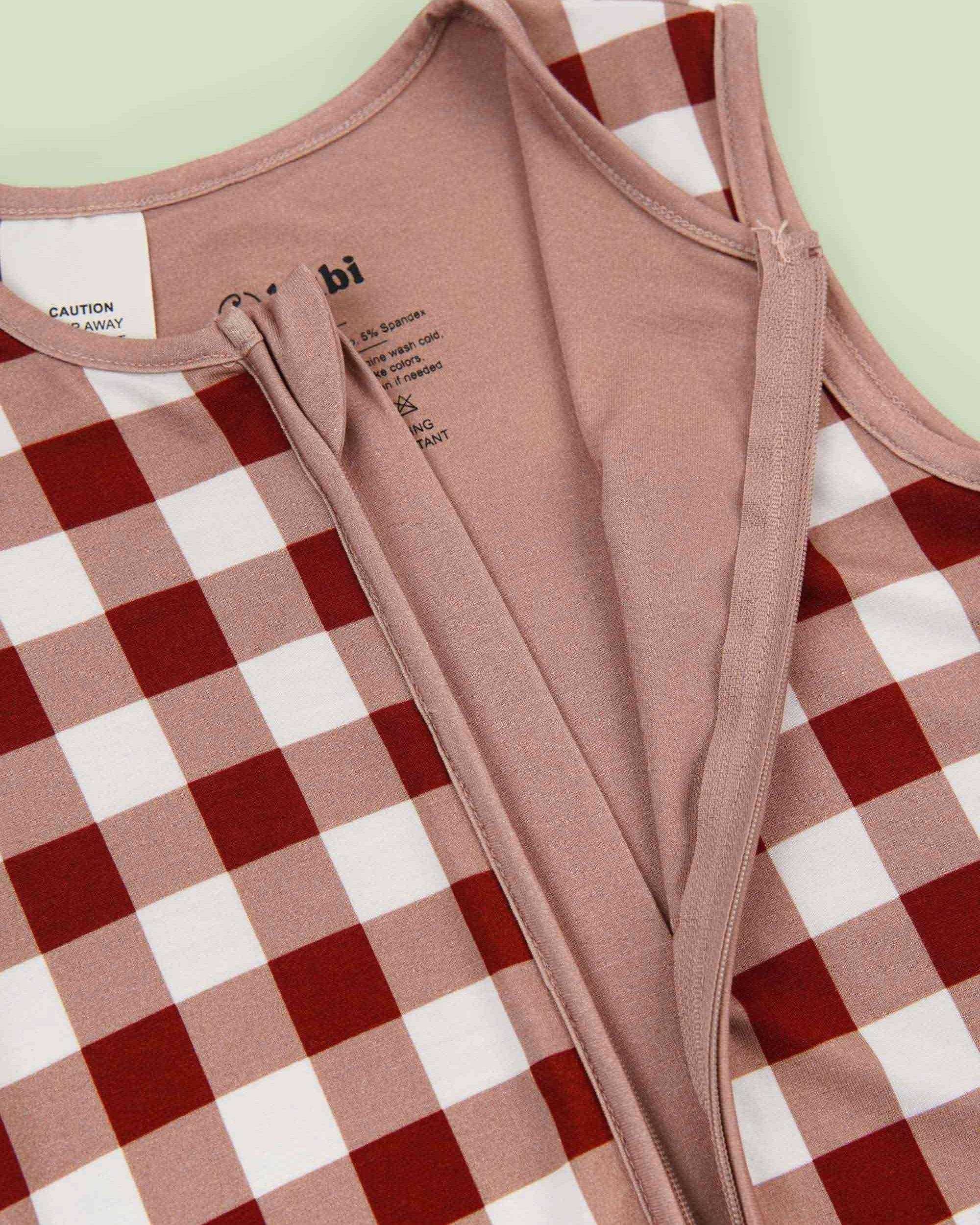 bamboo baby sleeping bag squares pattern - open view