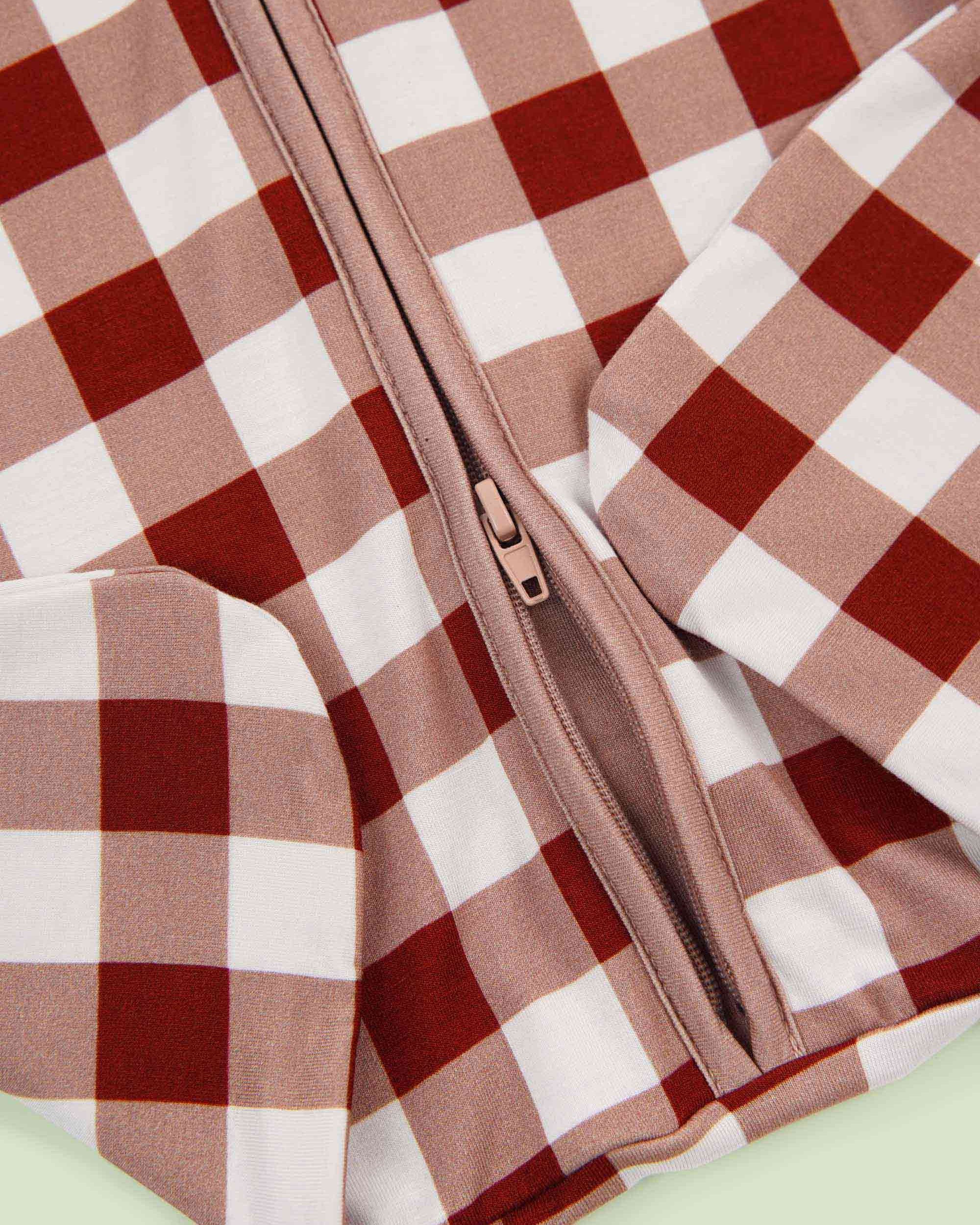 bamboo baby sleeping bag squares pattern - close-up view