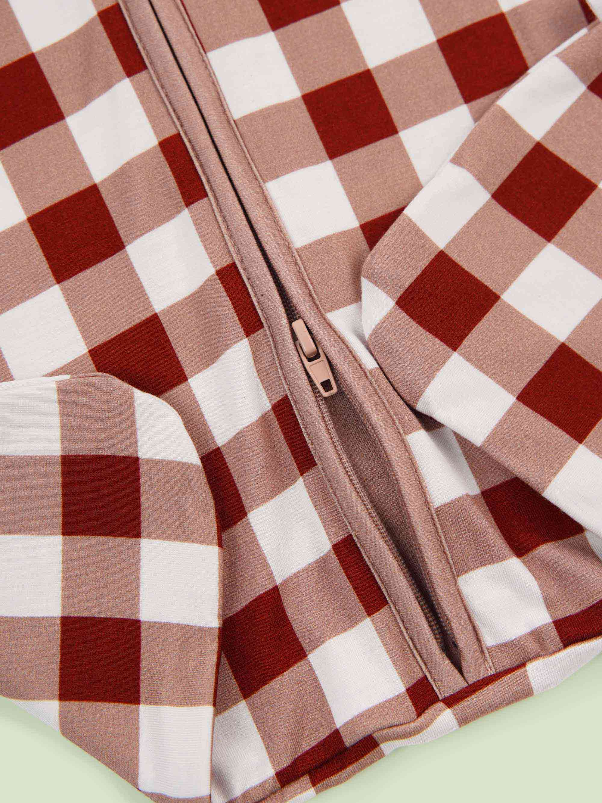 bamboo baby sleeping bag squares pattern - close-up view