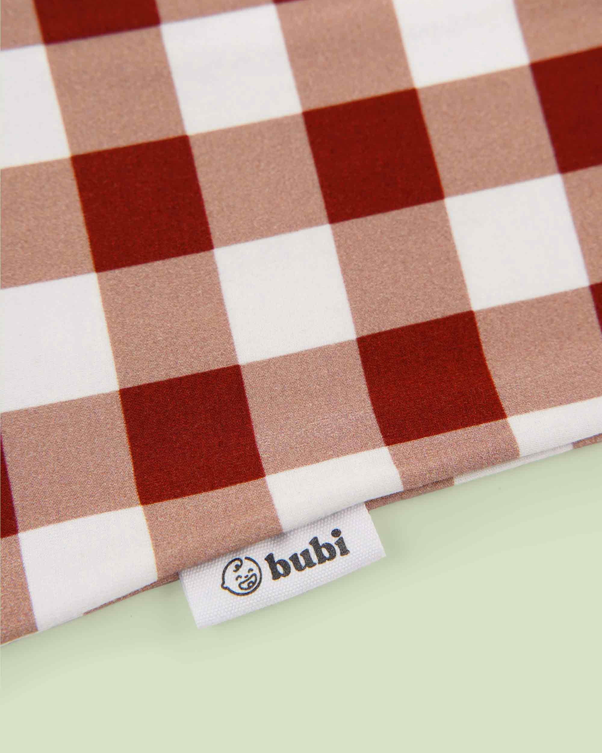 bamboo baby sleeping bag squares pattern - close-up logo view