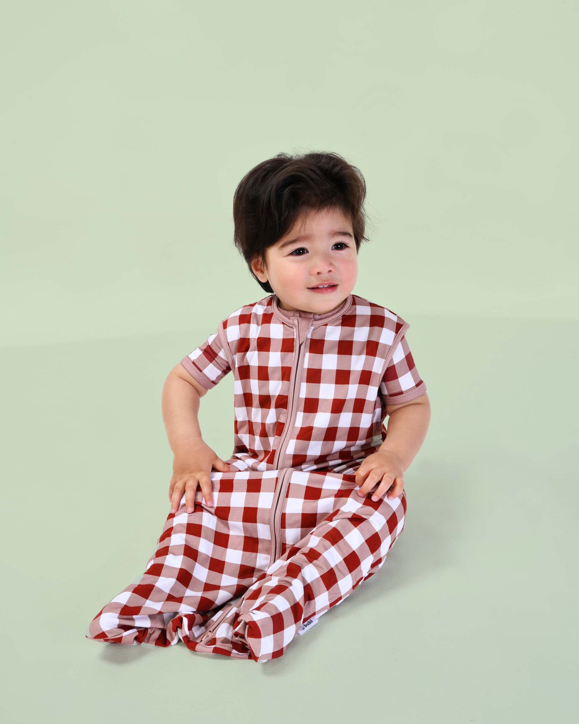bamboo baby sleeping bag squares pattern - boy