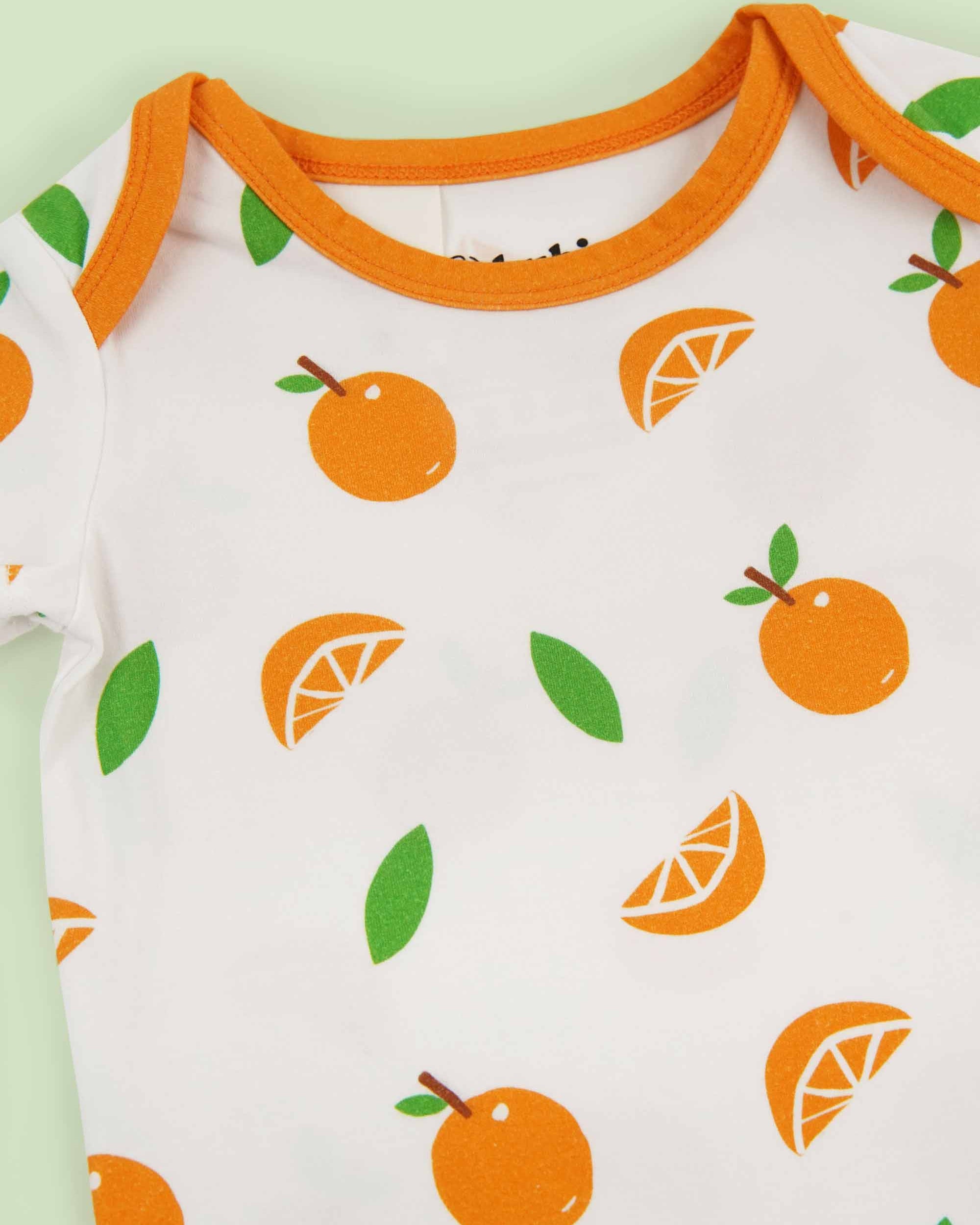 organic cotton bodysuit mandarins - upper view