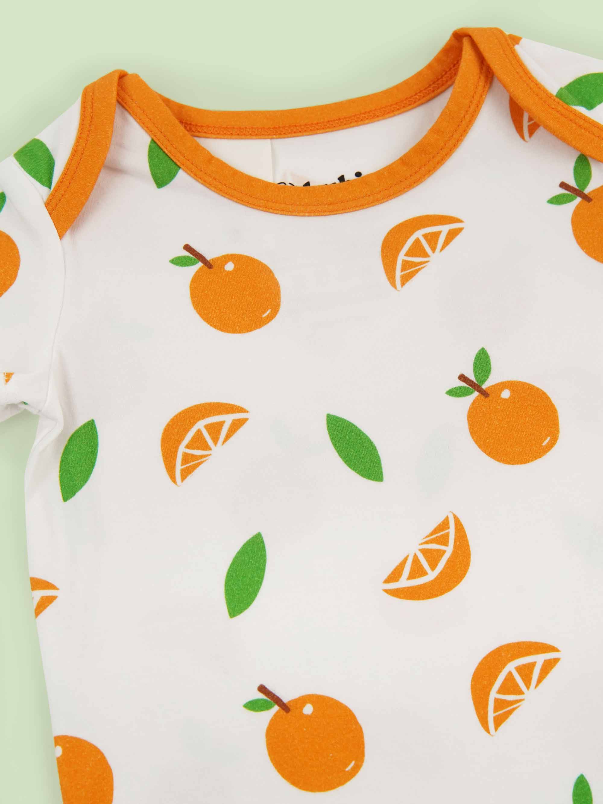 organic cotton bodysuit mandarins - upper view