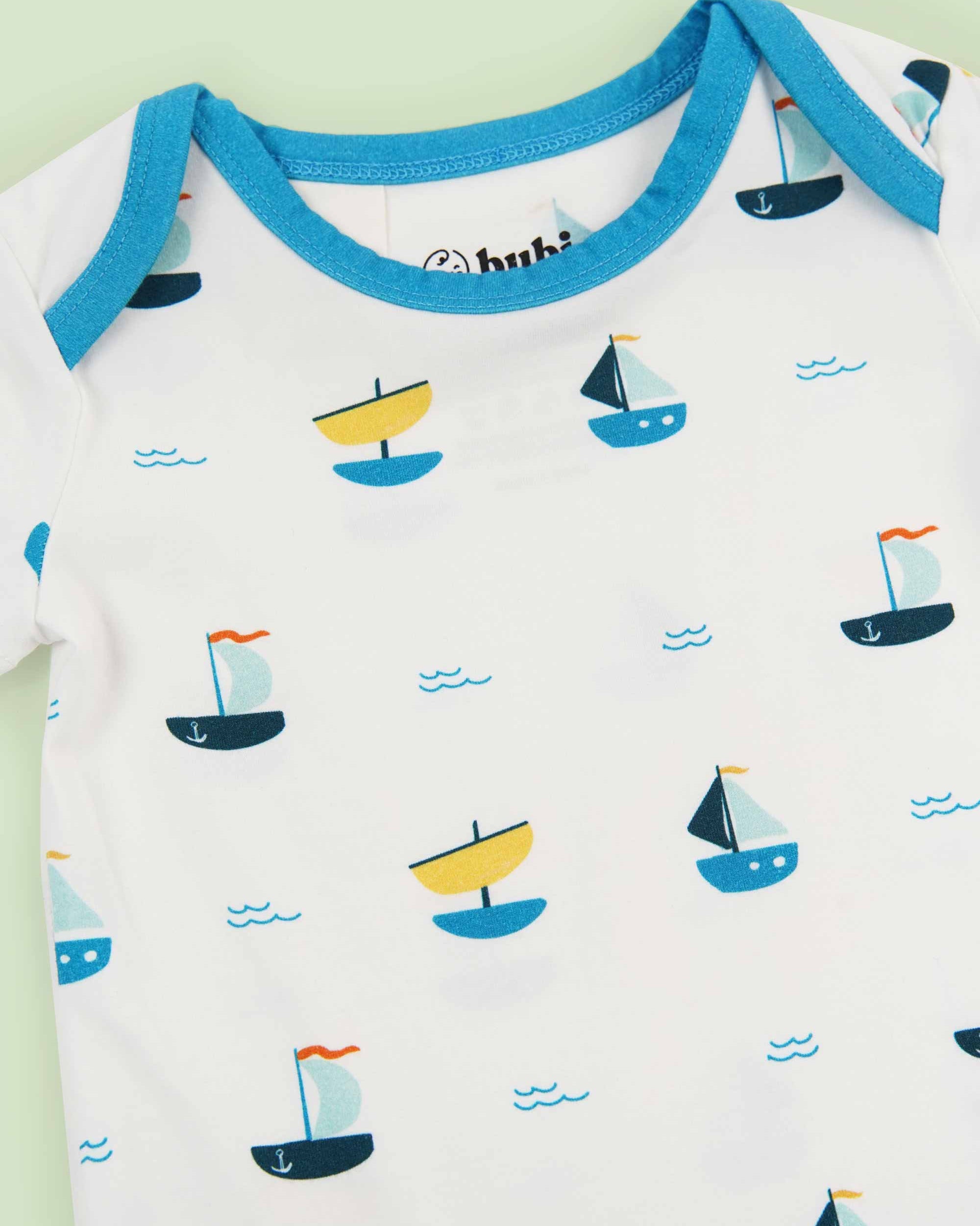 organic cotton bodysuit ships - upper view