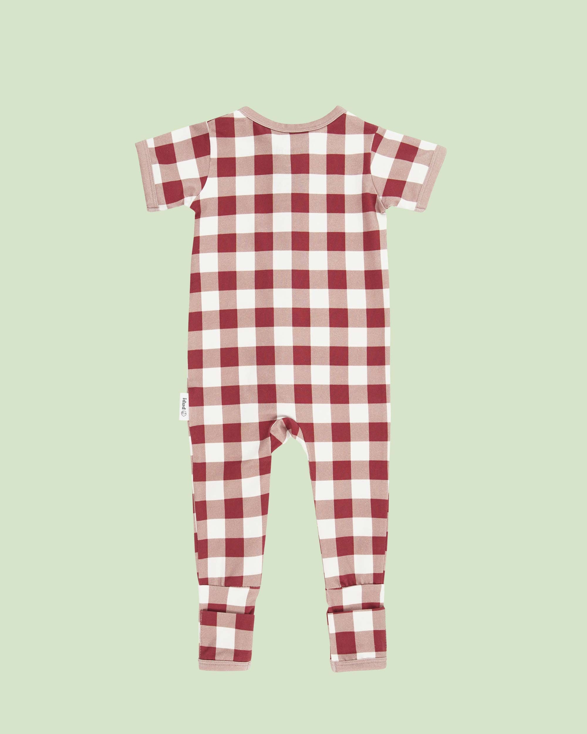 bamboo coverall romper squares pattern - back view