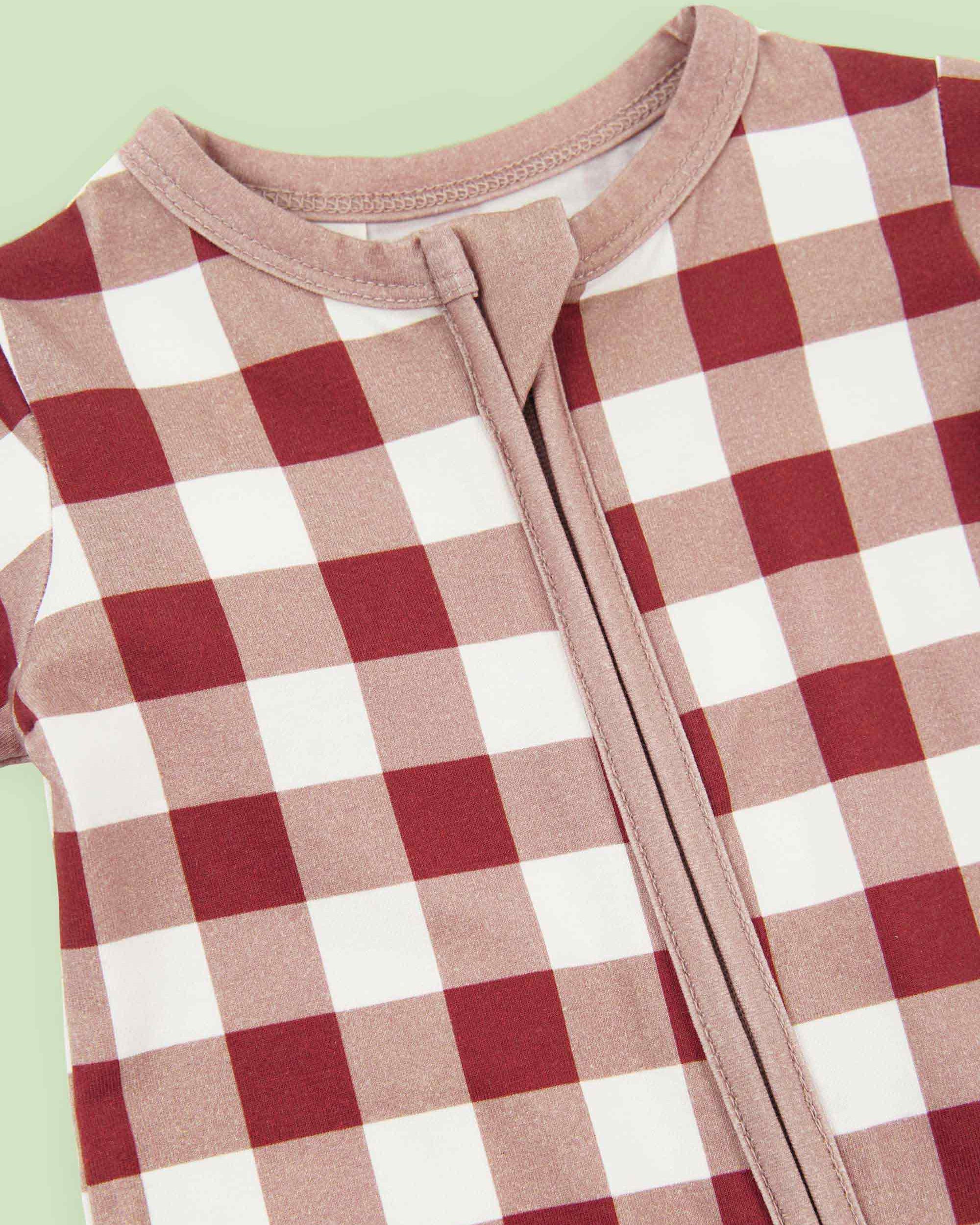 bamboo coverall romper squares pattern - upper view