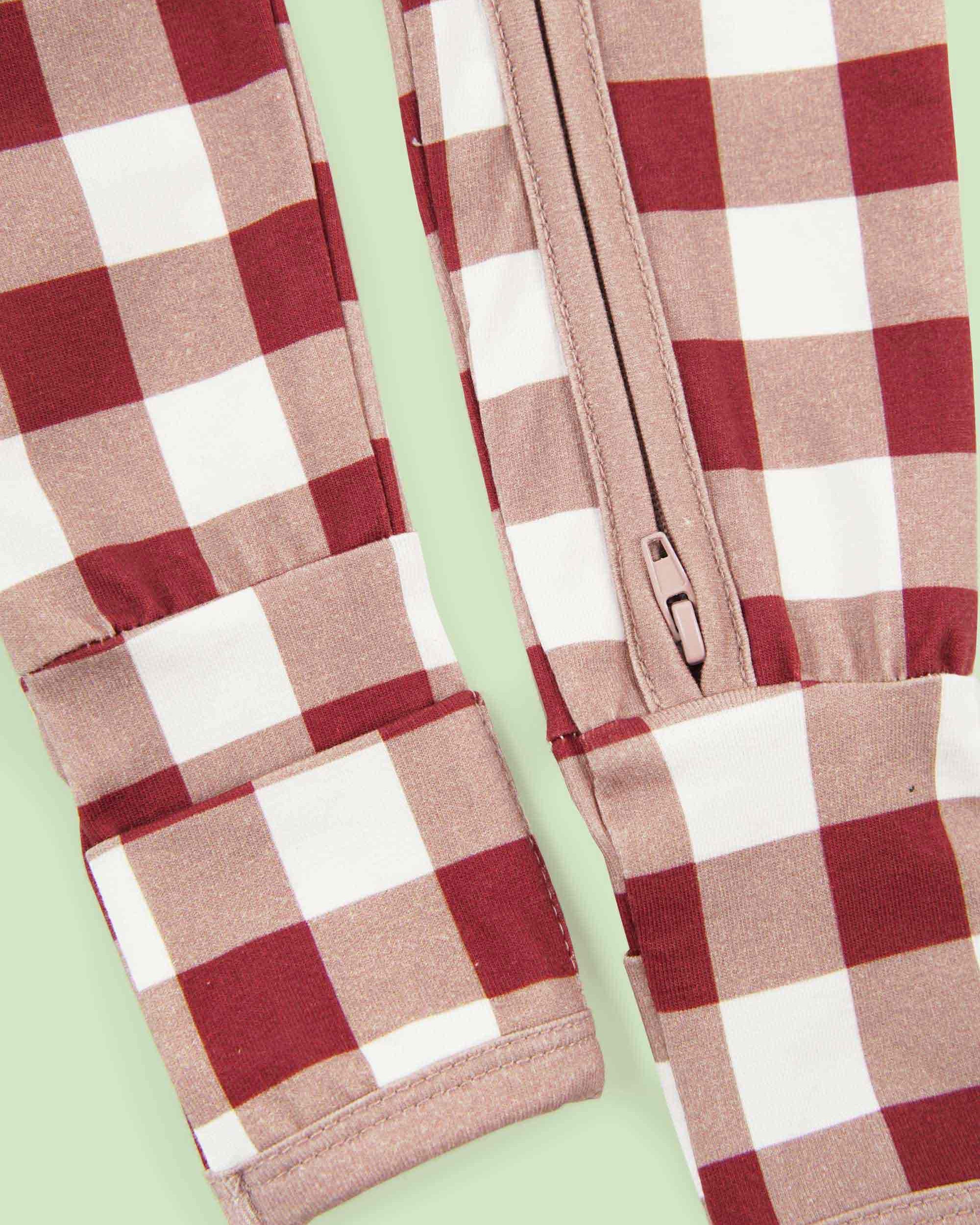 bamboo coverall romper squares pattern - down view