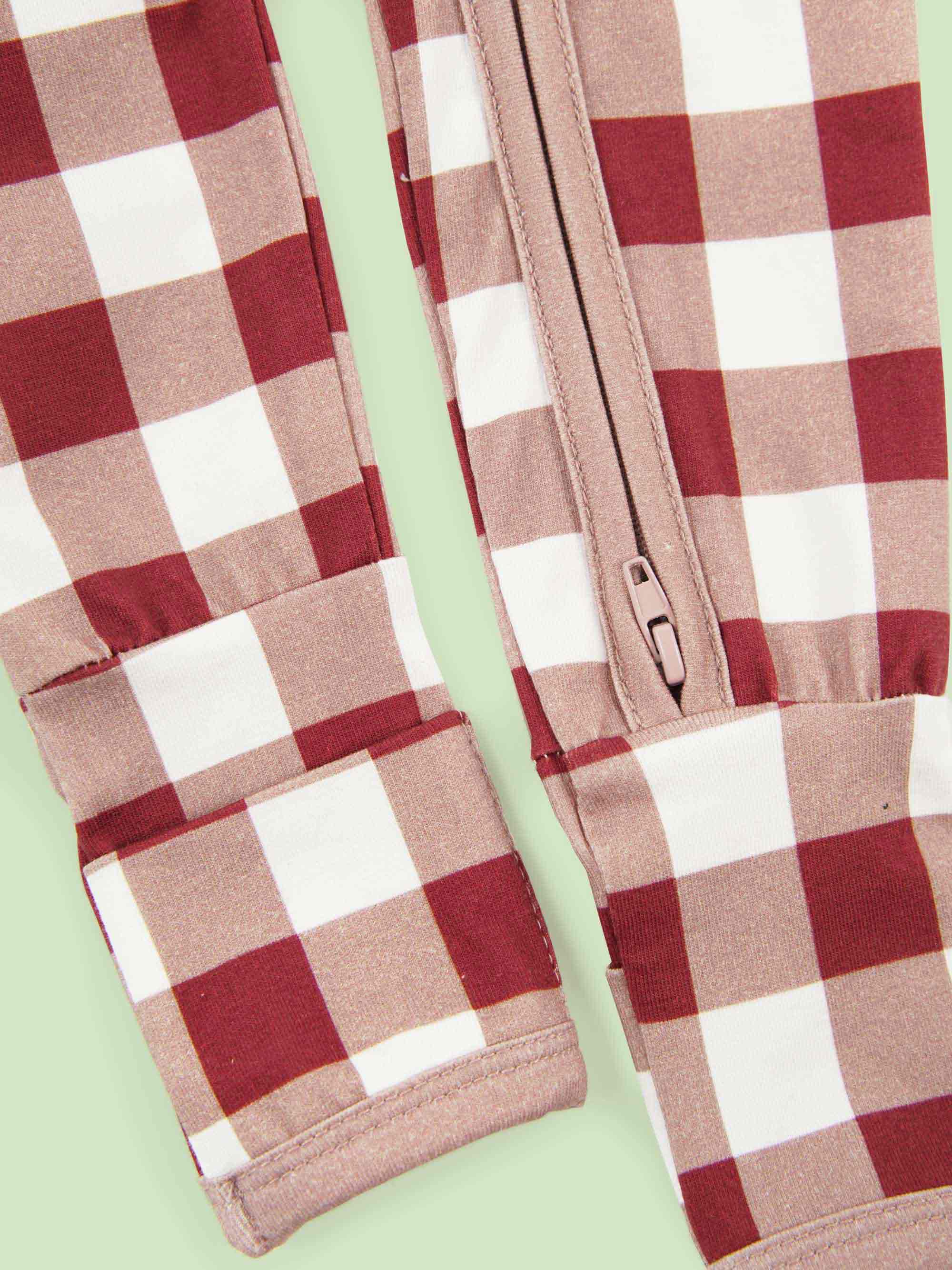 bamboo coverall romper squares pattern - down view