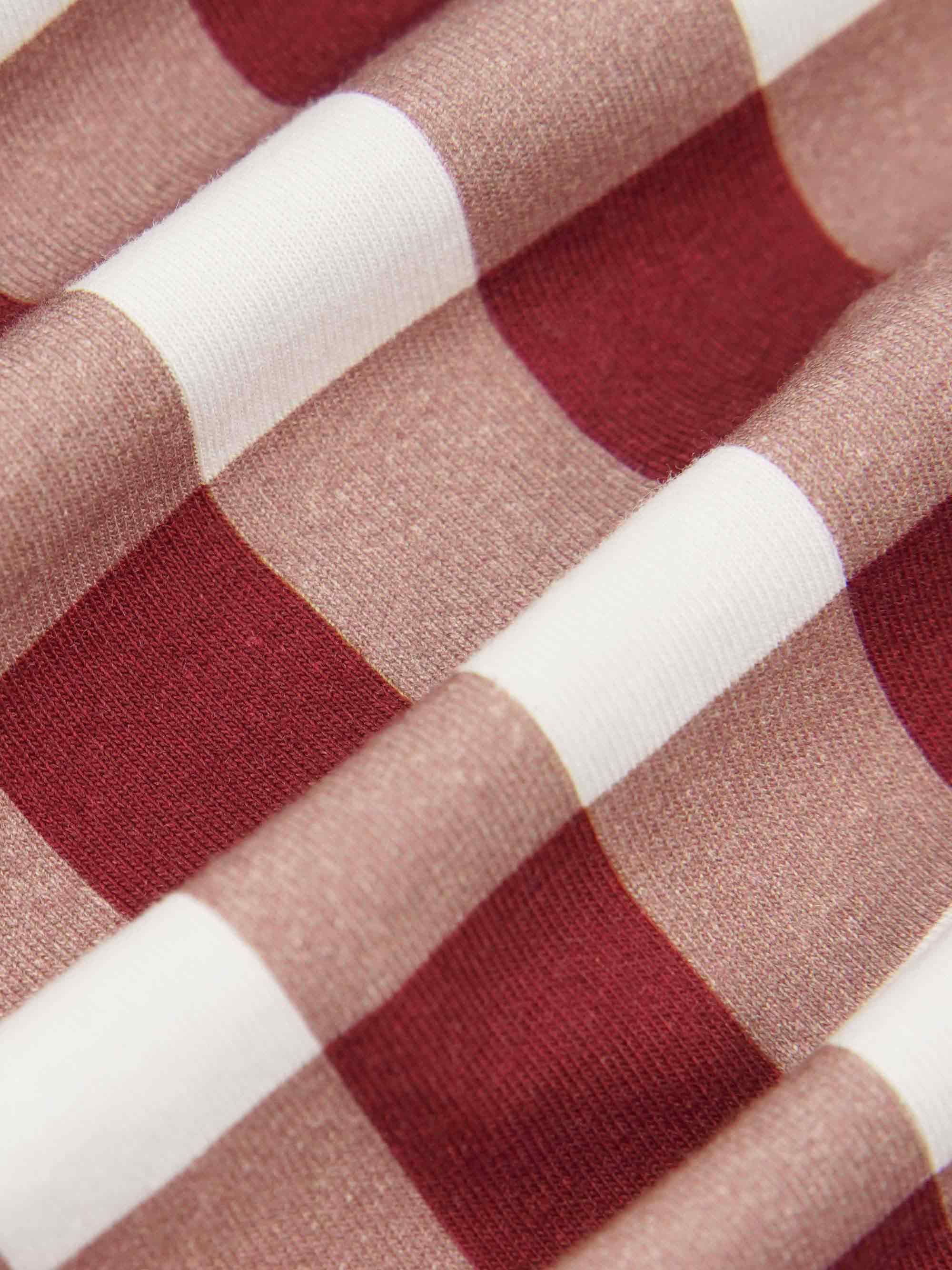 bamboo coverall romper squares pattern - close-up view