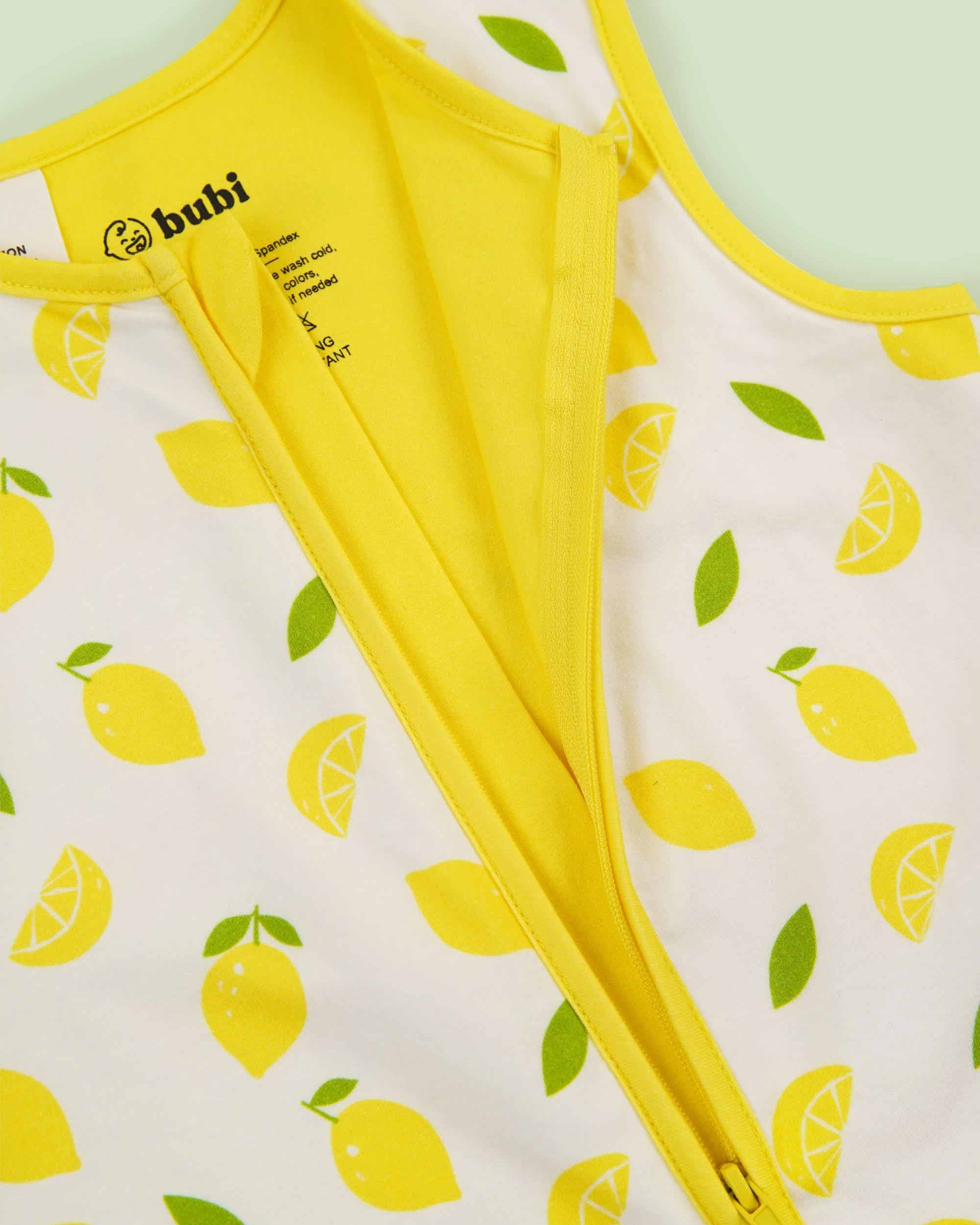 organic cotton sleeping bag lemons - upper view