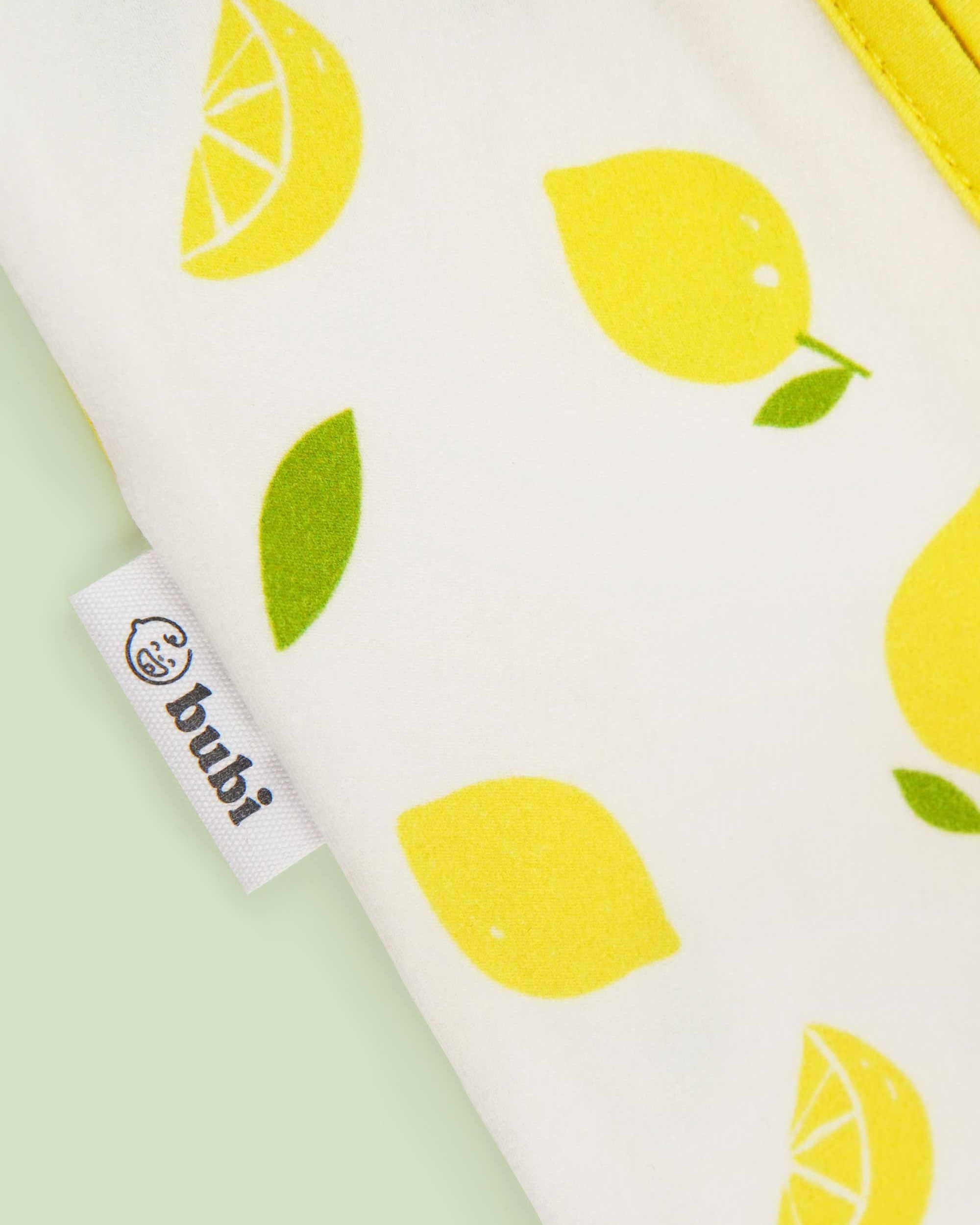 organic cotton sleeping bag lemons - close-up logo view