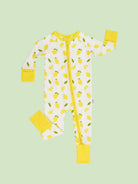 organic cotton baby coverall romper lemons - front view