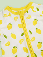 organic cotton baby coverall romper lemons - upper view