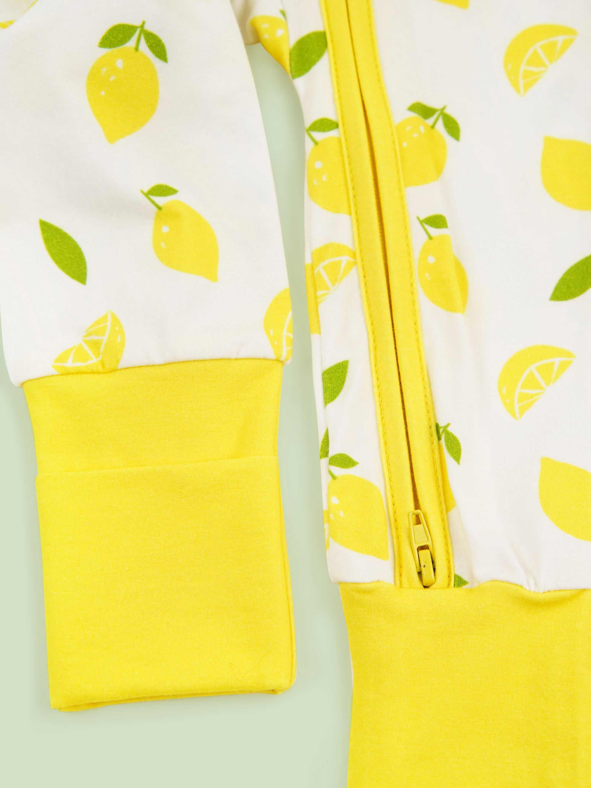 organic cotton baby coverall romper lemons - bottom view