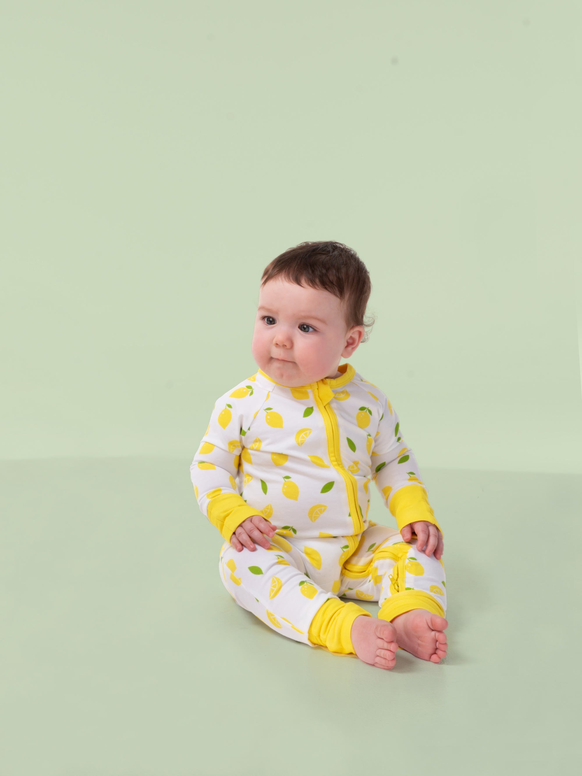 organic cotton baby coverall romper lemons - girl