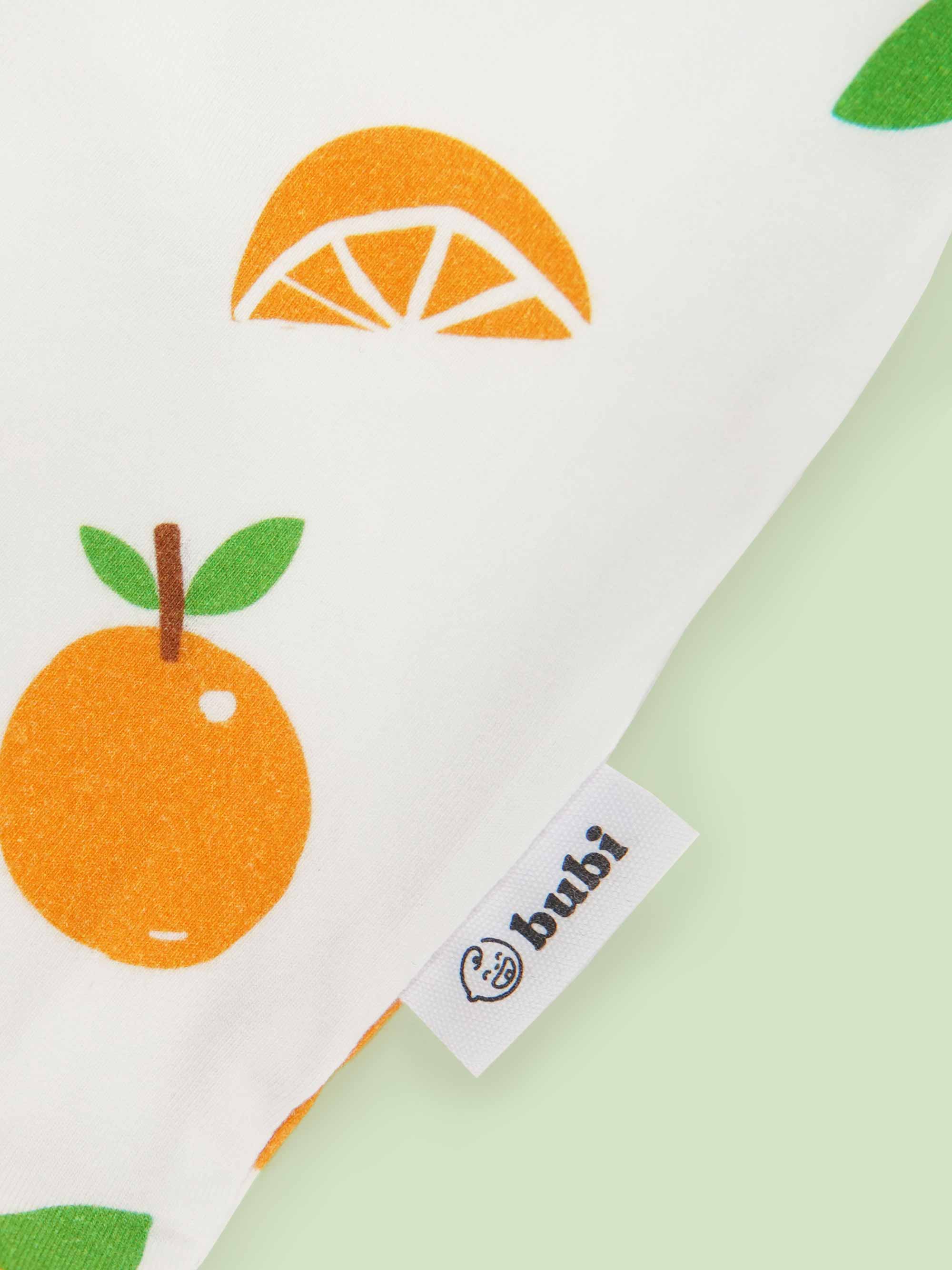 organic cotton baby coverall romper mandarin - close-up logo view