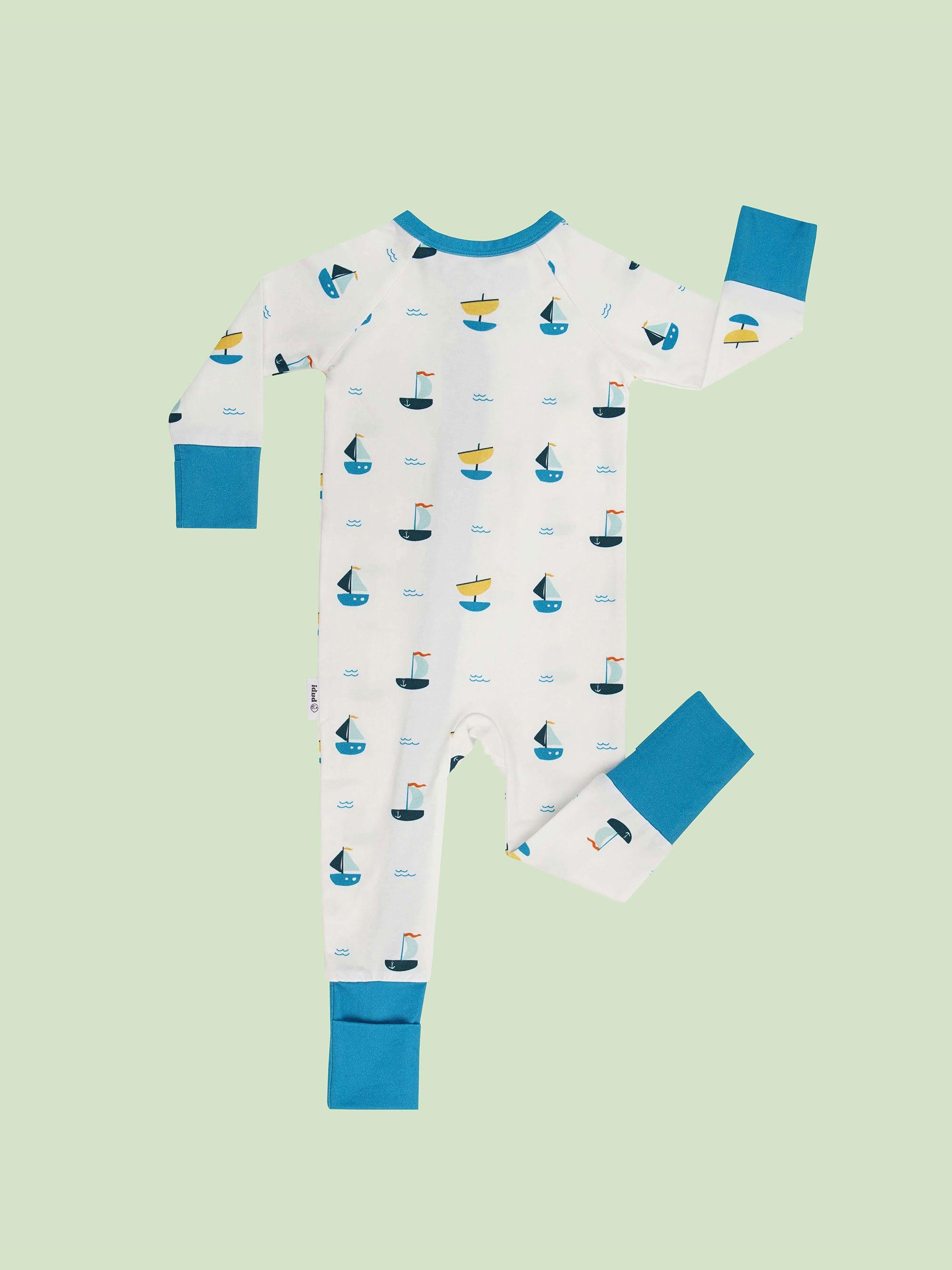 organic cotton baby coverall romper ships - back view