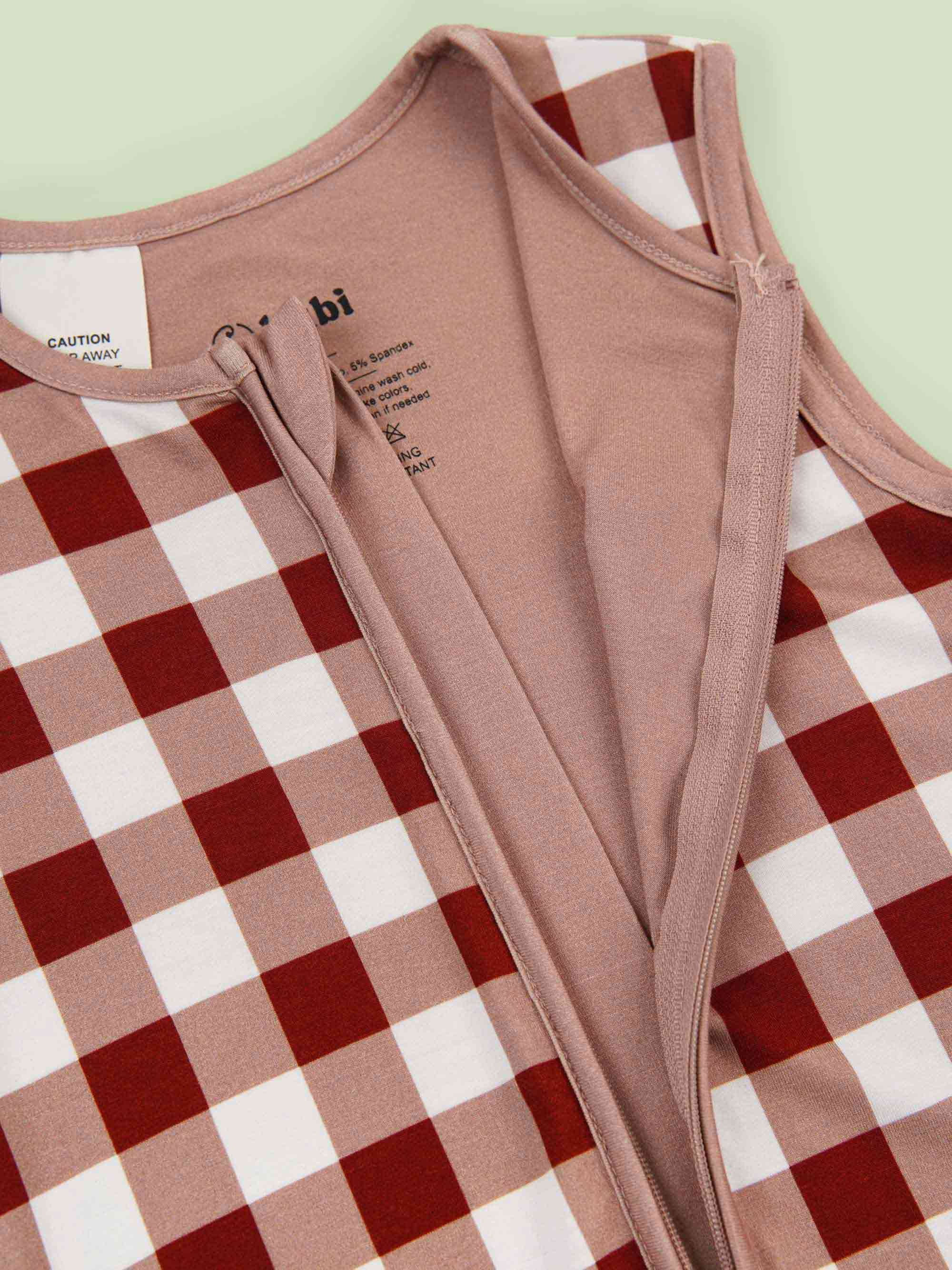 bamboo baby sleeping bag squares pattern - open view