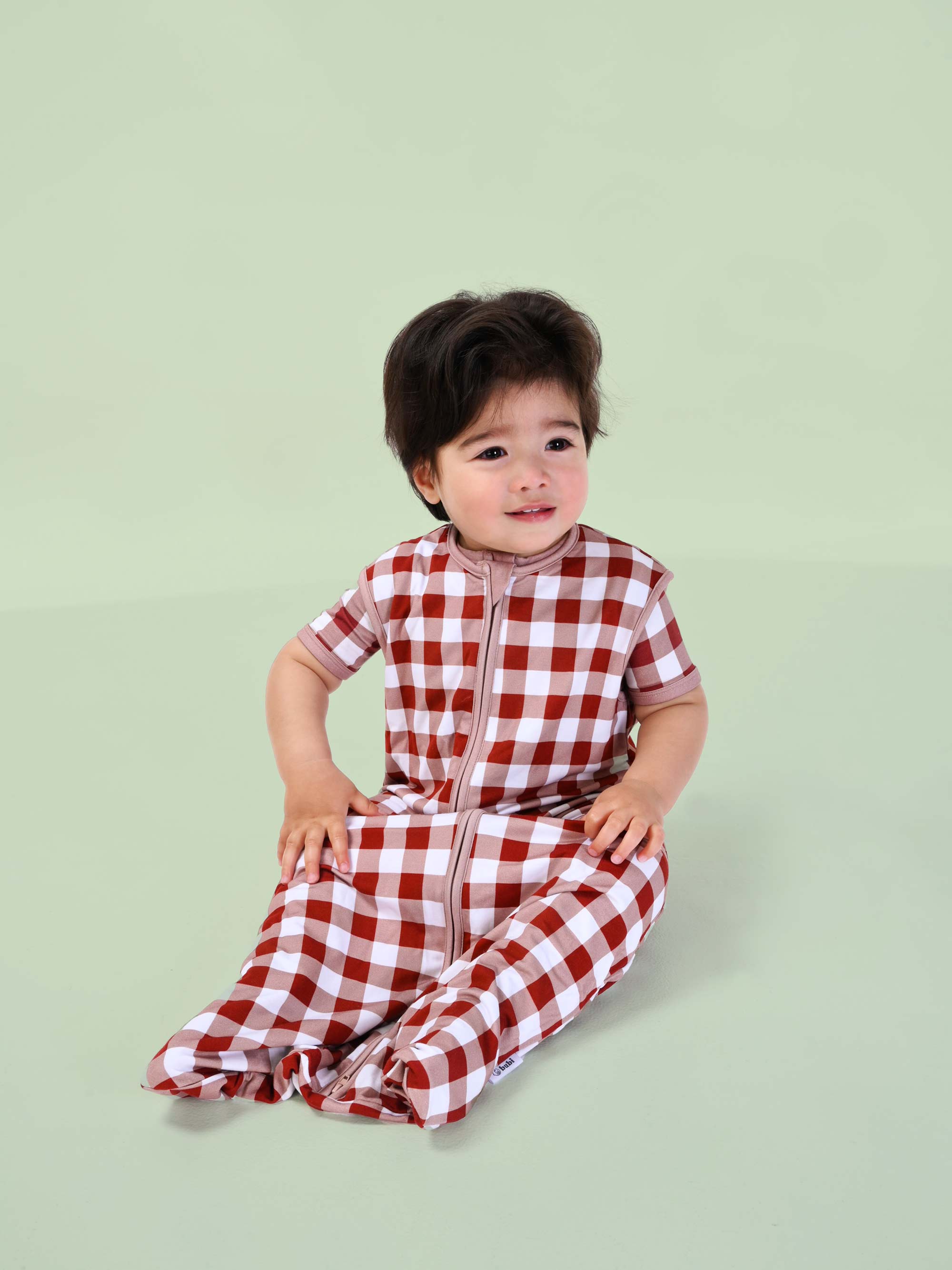 bamboo baby sleeping bag squares pattern - boy