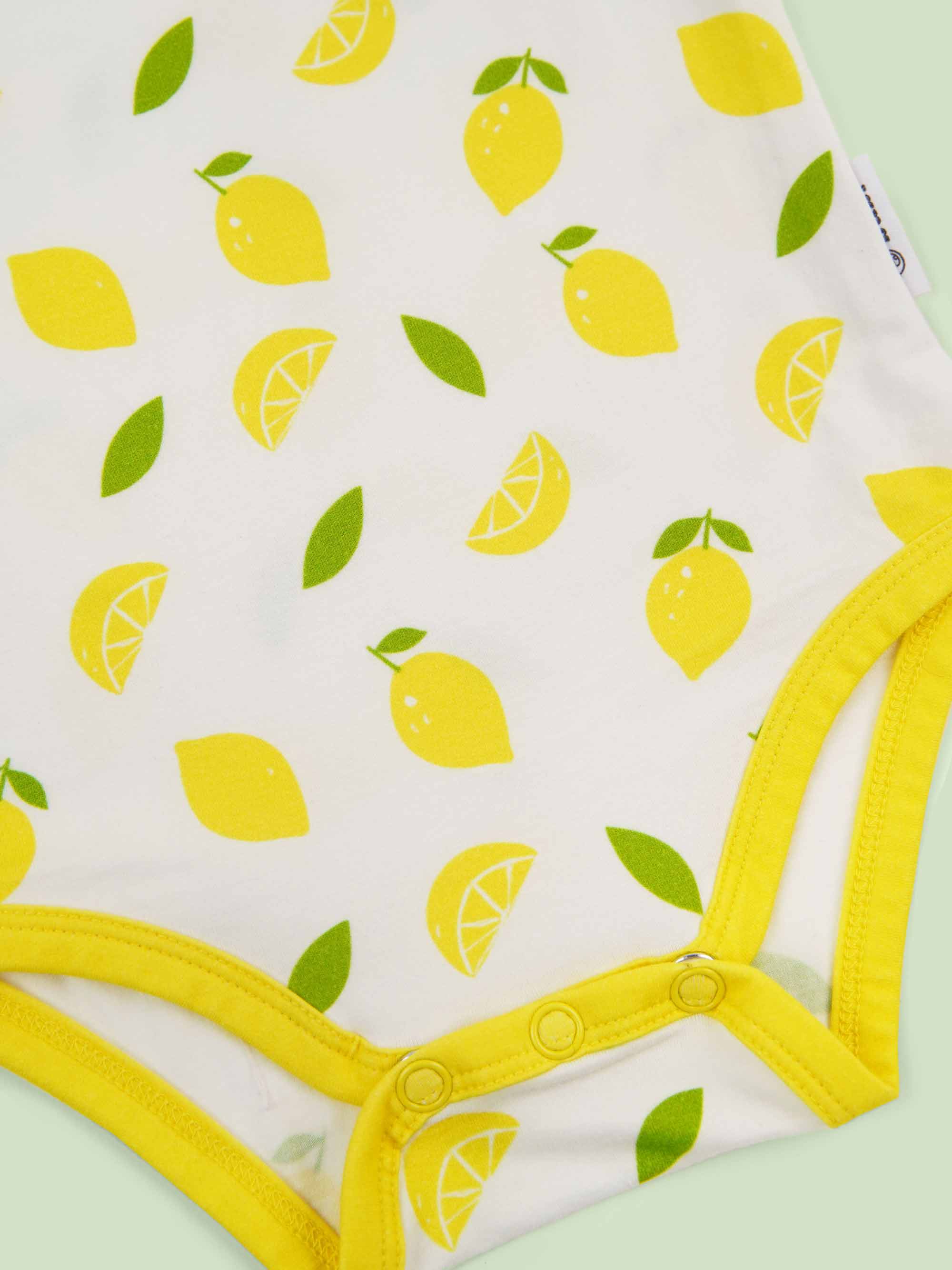 organic cotton bodysuit top lemons - bottom view