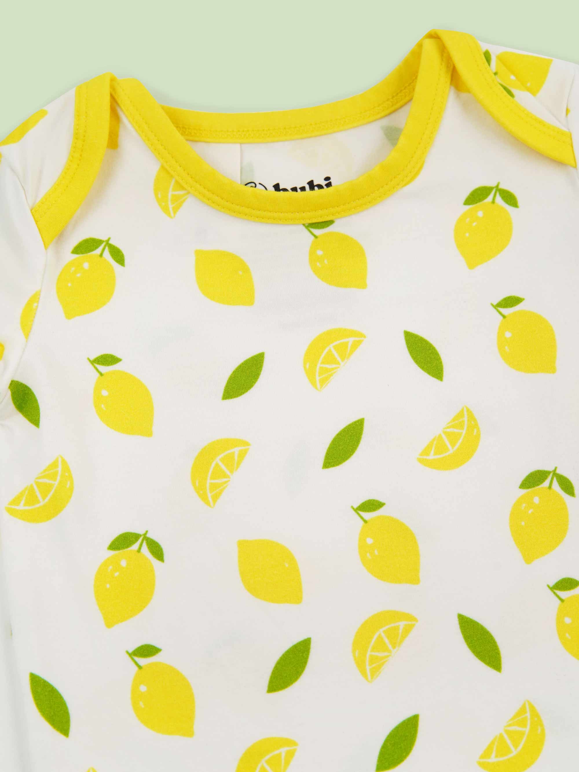 organic cotton bodysuit top lemons - upper view