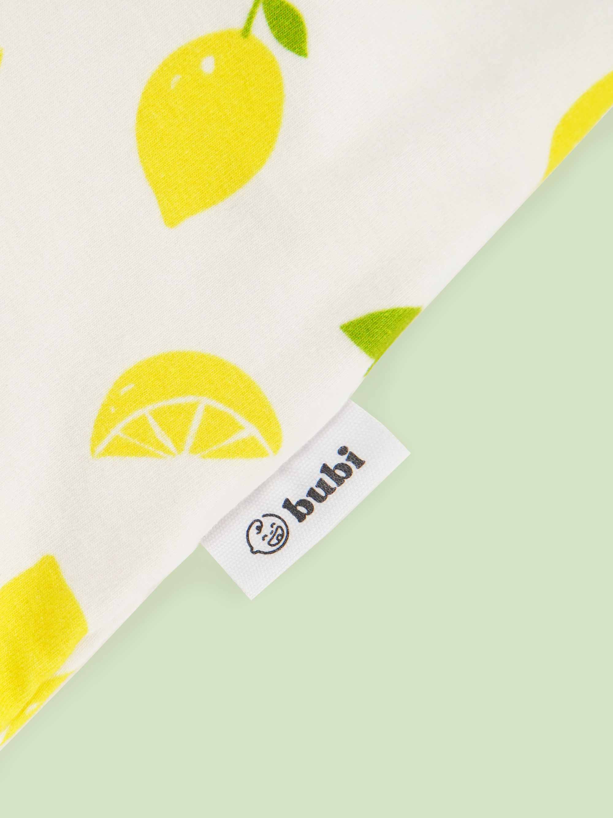 organic cotton bodysuit top lemons - close-up logo view