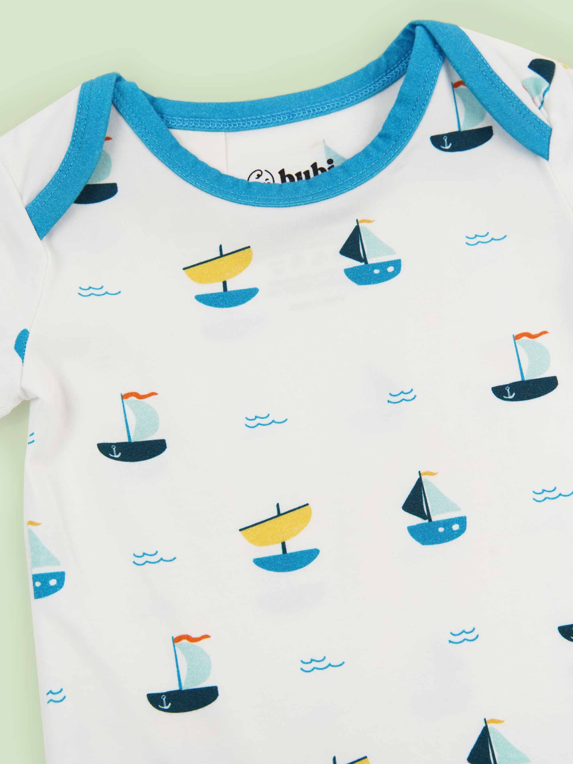 organic cotton bodysuit ships - upper view