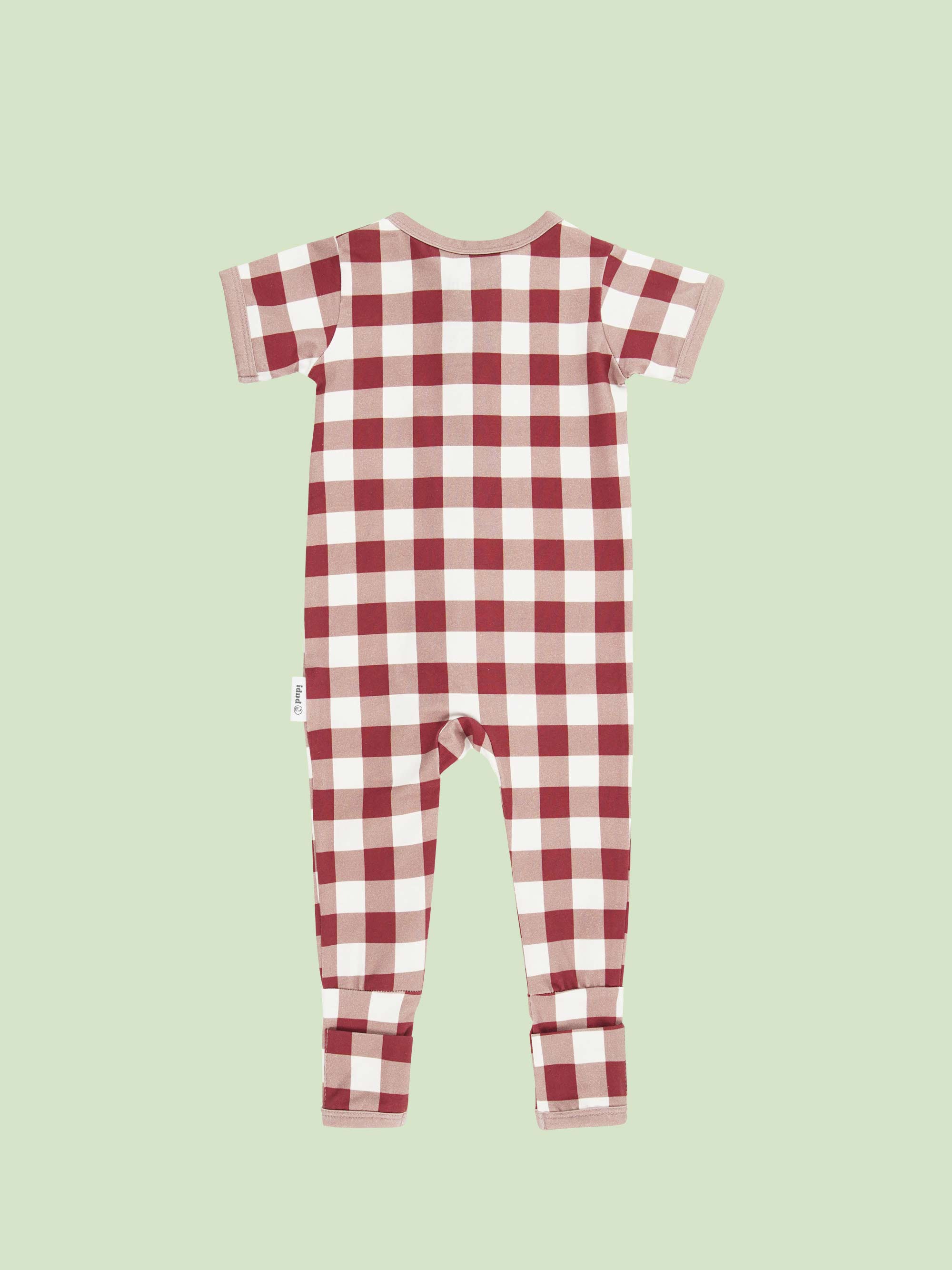 bamboo coverall romper squares pattern - back view