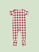 bamboo coverall romper squares pattern - back view