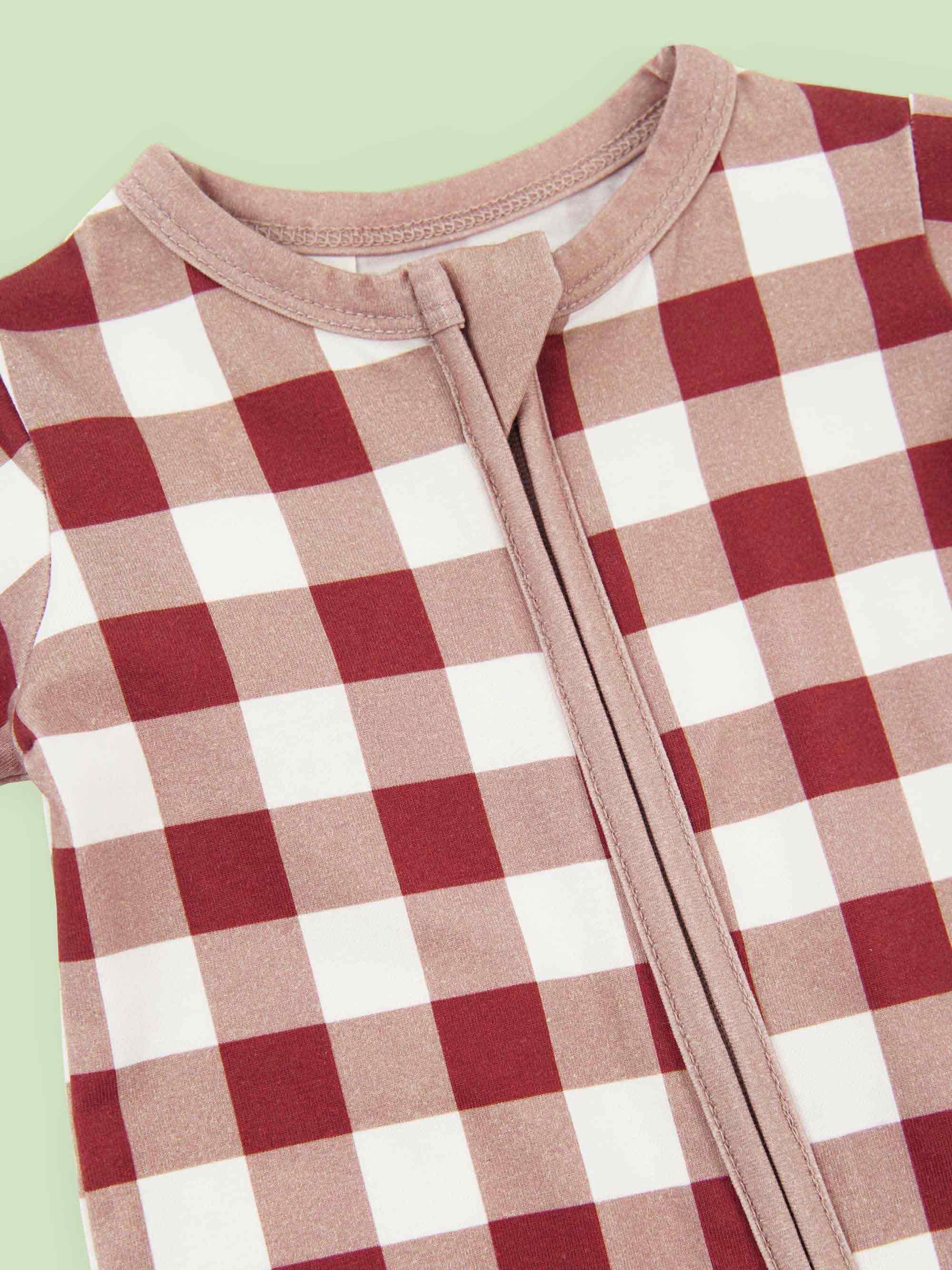 bamboo coverall romper squares pattern - upper view