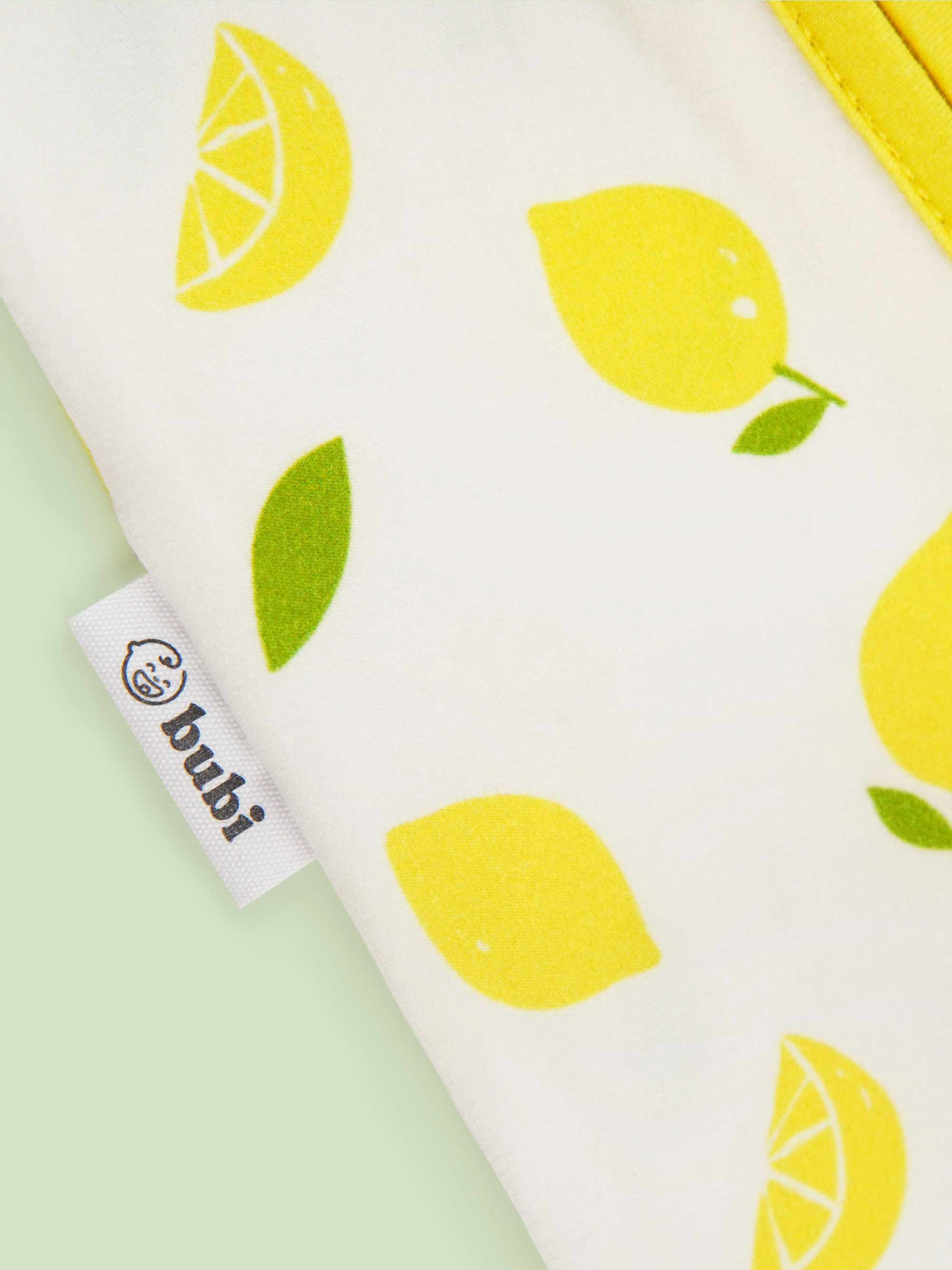 organic cotton sleeping bag lemons - close-up logo view